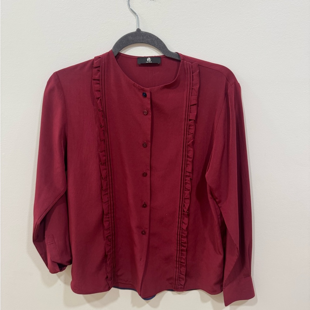 PS Paul Smith red ruffle women’s blouse SZ 40 lightly used